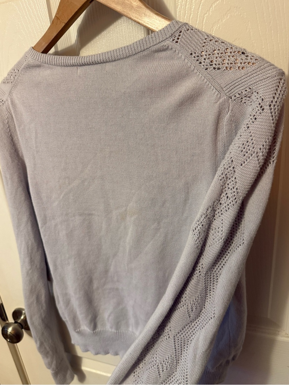 GAP Women's light grey Openwork Button-Front Cardigan - Picture 5 of 5